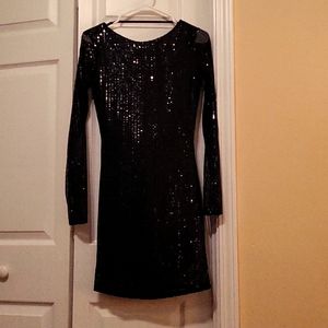 Sequined black mini dress
